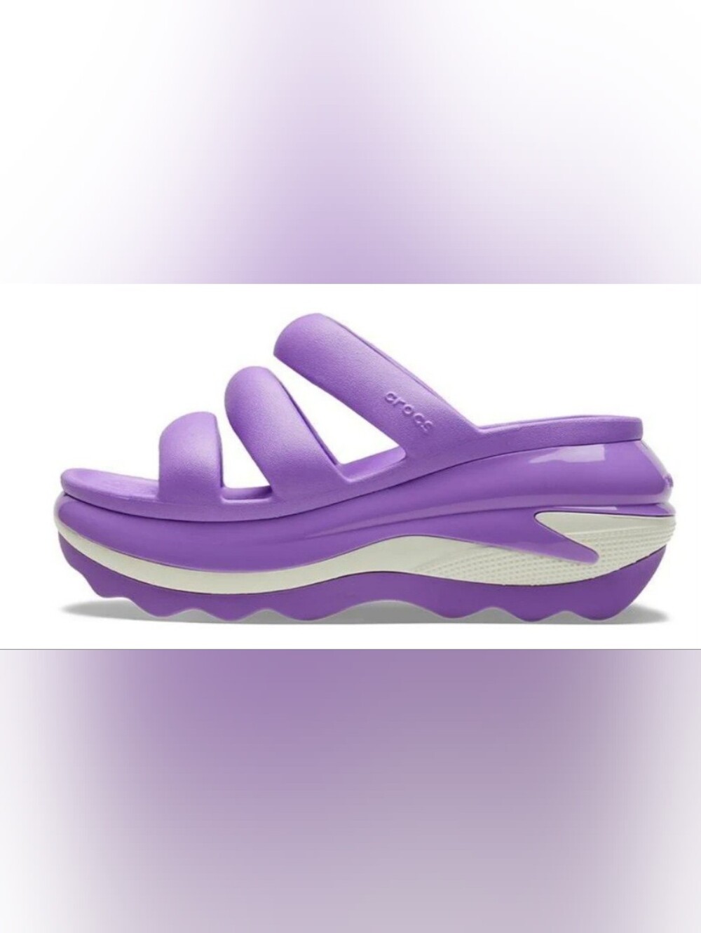 💜 Crocs MEGA CRUSH Triple Band Slide Sandals - GALAXY Lavender - Picture 6 of 11